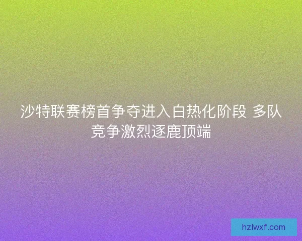 沙特联赛榜首争夺进入白热化阶段 多队竞争激烈逐鹿顶端